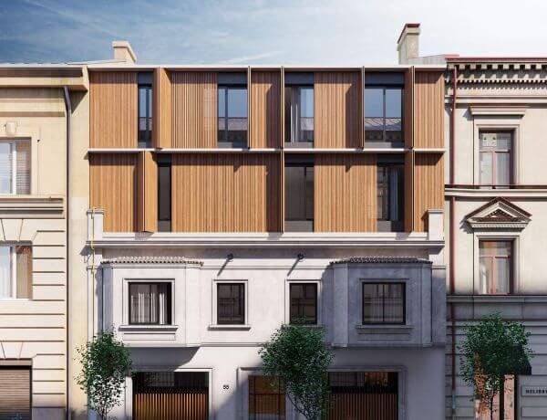 Fachada de una casa en Barcelona, España